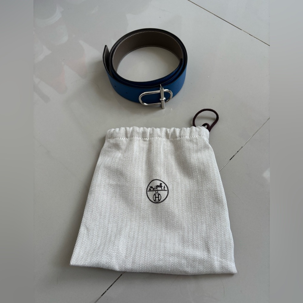 100% Authentic HERMES Ithaque belt buckle & Reversible leather strap 90cm - Picture 9 of 15